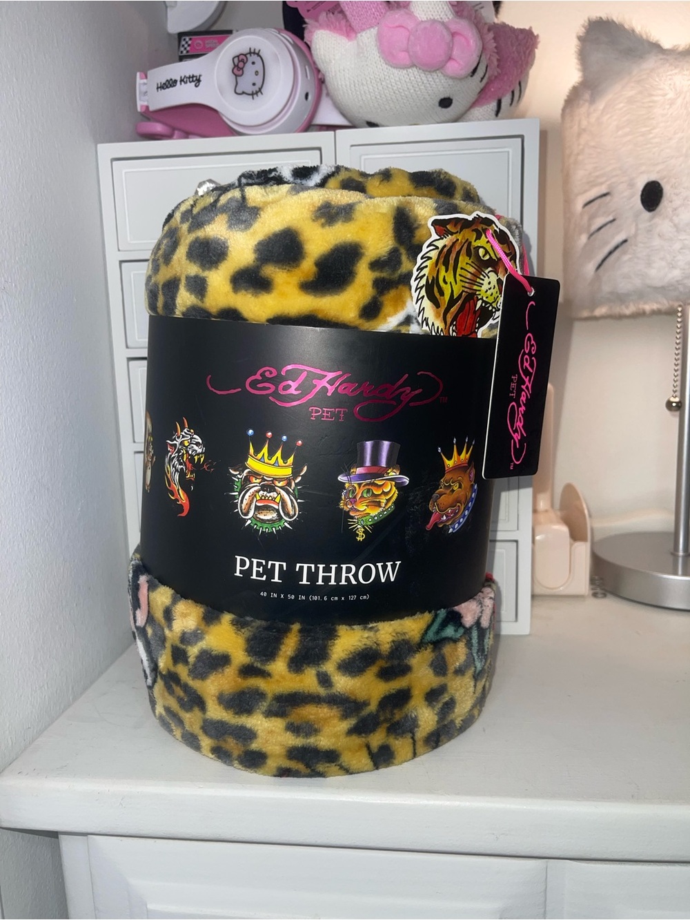 NWT Ed Hardy Yellow & Black Leopard Print Pet Throw